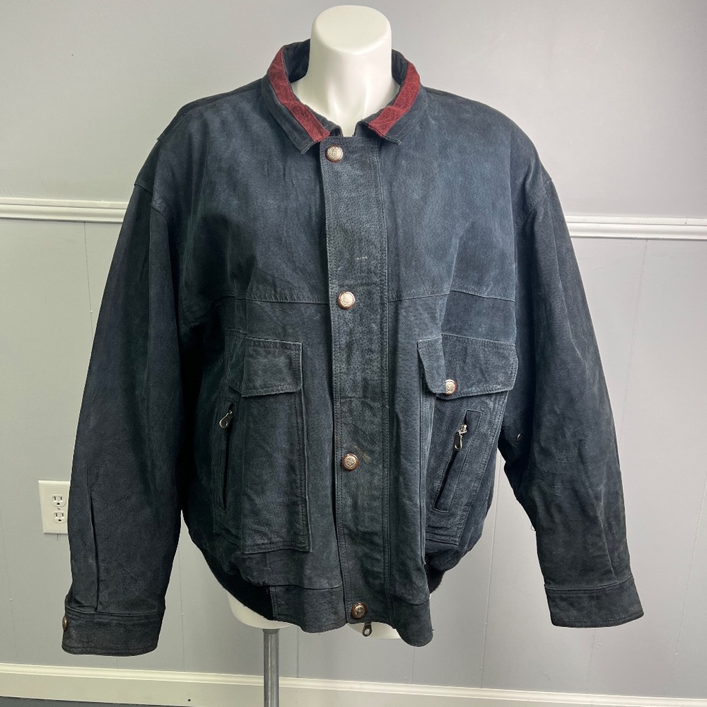 Vintage Global Identity G-III Suede Coat Blue and Burgundy Size 4X - Picture 7 of 16